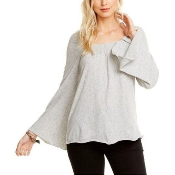 Chaser bell sleeve gauzy boho square neck flowy long sleeve tee - Picture 5 of 5